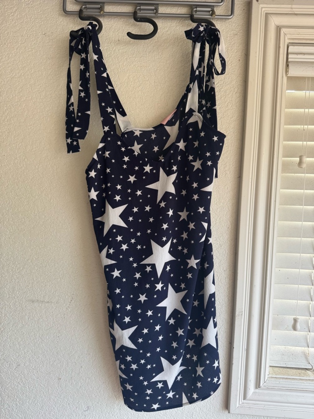 Navy Star Print Tie-Strap Dress